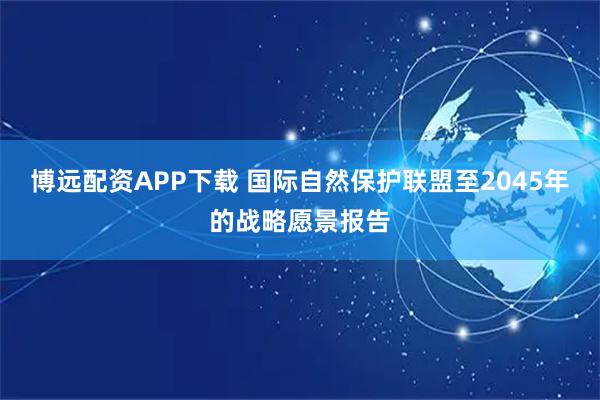 博远配资APP下载 国际自然保护联盟至2045年的战略愿景报告